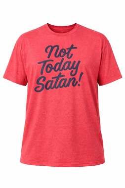 DOM Not Today Satan! Red Heathered Graphic T-Shirt XL